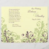 Groene en Paarse Abstracte Floral Wedding Programm (Voorkant)