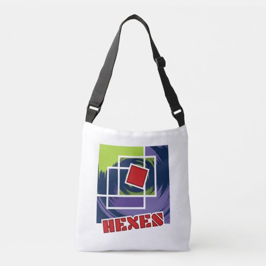 Groene en Paarse Abstracte Rebel Pleinen met Hexen Crossbody Tas (Voorkant)