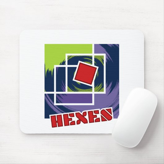 Groene en Paarse Abstracte Rebel Pleinen met Hexen Muismat (Met muis)
