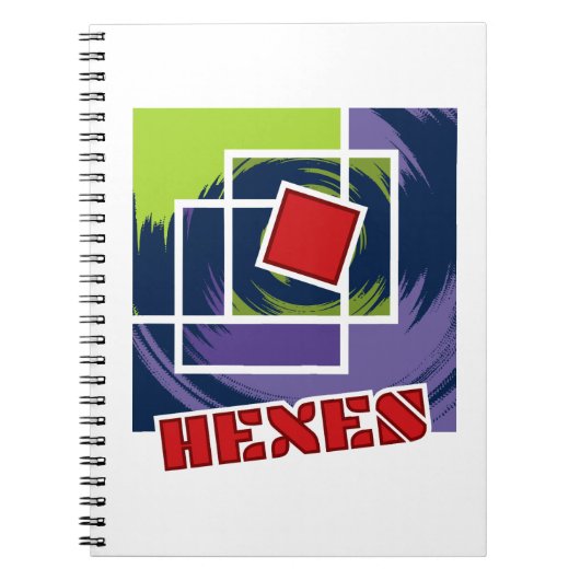 Groene en Paarse Abstracte Rebel Pleinen met Hexen Notitieboek (Voorkant)