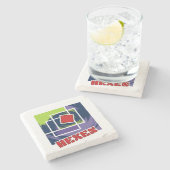 Groene en Paarse Abstracte Rebel Pleinen met Hexen Stenen Onderzetter (Zijkant)