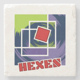 Groene en Paarse Abstracte Rebel Pleinen met Hexen Stenen Onderzetter