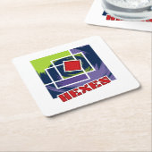 Groene en Paarse Abstracte vierkanten met Hexen Te Kartonnen Onderzetters (Schuin)