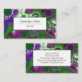 Groene en Paarse Abstracte Vloeibare Kunst Visitekaartje (Voorkant / Achterkant)
