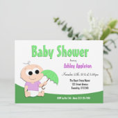 Groene en Paarse Baby - Shower Invitations Kaart (Staand voorkant)