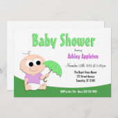 Groene en Paarse Baby - Shower Invitations Kaart (Voorkant / Achterkant)