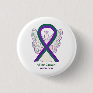Groene en Paarse bewustwording Ribbon Angel Pin Bu Ronde Button 3,2 Cm