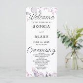 Groene en Paarse bladeren Borded Wedding Program (Staand voorkant)
