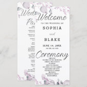 Groene en Paarse bladeren Borded Wedding Program (Voorkant / Achterkant)