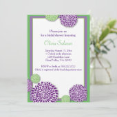 Groene en paarse bloem Uitnodiging tot douche (Staand voorkant)