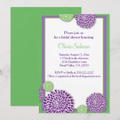 Groene en paarse bloem Uitnodiging tot douche (Voorkant / Achterkant)