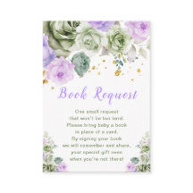 Groene en Paarse Bloemen Baby shower Boek Aanvraag