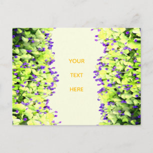 groene en paarse bloemen briefkaart