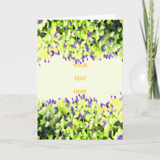 groene en paarse bloesems kaart (Voorkant)