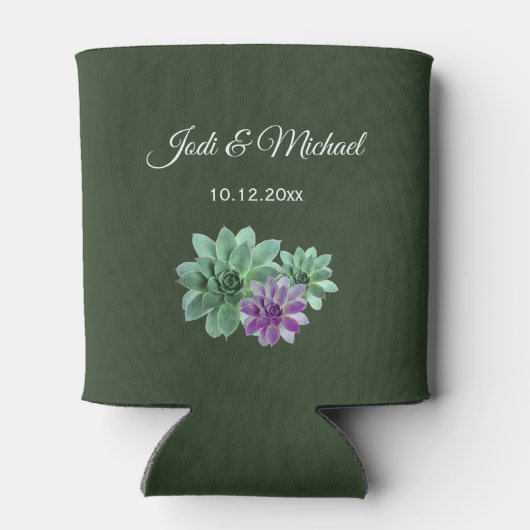 Groene en Paarse botanische bruiloft Blikjeskoeler (Achterkant)