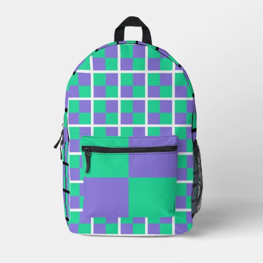 Groene en Paarse Checks rugzak (Voorkant)