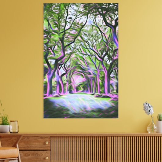 Groene en Paarse digitale kunst in het landschap Canvas Afdruk (Insitu (Woonkamer))