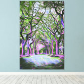 Groene en Paarse digitale kunst in het landschap Canvas Afdruk (Insitu (Houten vloer))