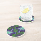 Groene en Paarse elektriciteit Zandsteen Onderzetter (Zijkant)