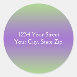 Groene en Paarse envelopzegel met adres Ronde Sticker