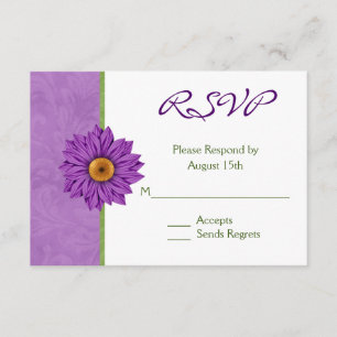  groene en Paarse Flower Wedding RSVP Kaarten Kaartje