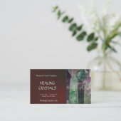 Groene en Paarse fluoriet Healing Crystals Visitekaartje (Staand voorkant)