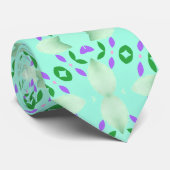 Groene en Paarse geometrische bloemblaadjes Stropdas (Opgerold)