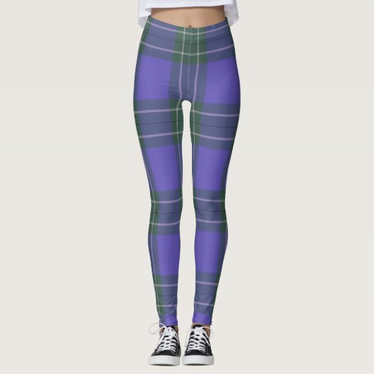 Groene en paarse geruite leggings (Voorkant)
