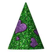 Groene en Paarse Glitter Party Pet Feesthoedjes (Achterkant)
