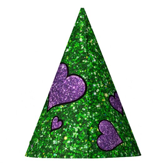 Groene en Paarse Glitter Party Pet Feesthoedjes (Achterkant)