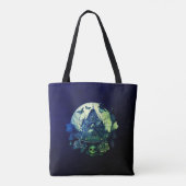 Groene en Paarse Gotische Haunted House Tote Bag (Achterkant)
