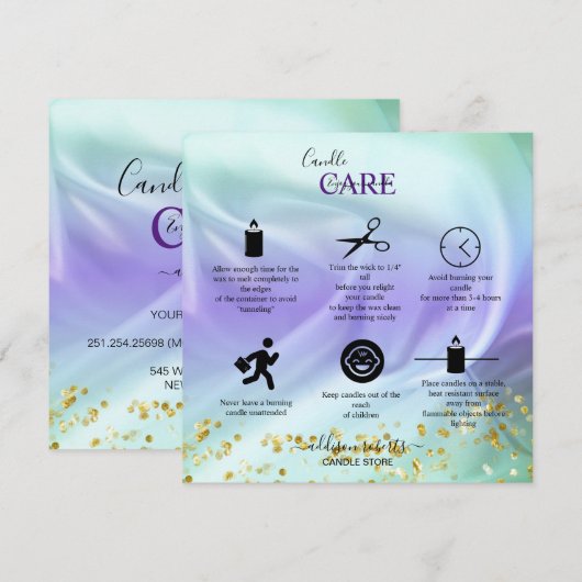 Groene en Paarse kaarszorg Bedankkaart (Voorkant / Achterkant)