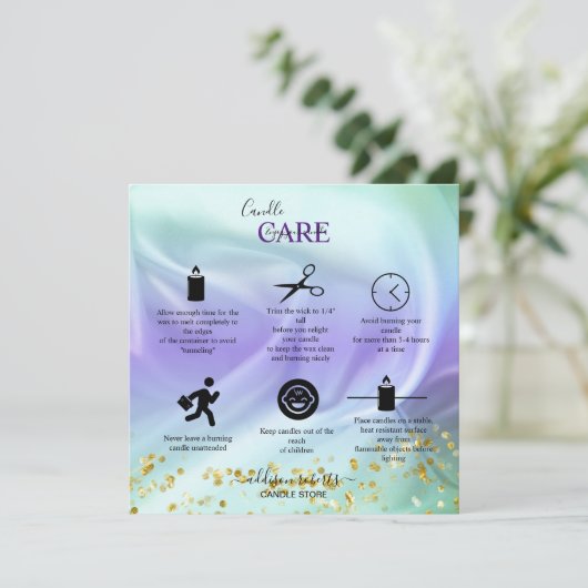 Groene en Paarse kaarszorg Bedankkaart (Staand voorkant)