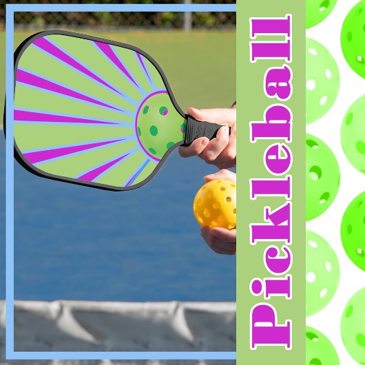 Groene en Paarse kleurrijke Sunshine Sunburst Pickleball Paddle
