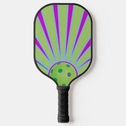 Groene en Paarse kleurrijke Sunshine Sunburst Pickleball Paddle (Voorkant)