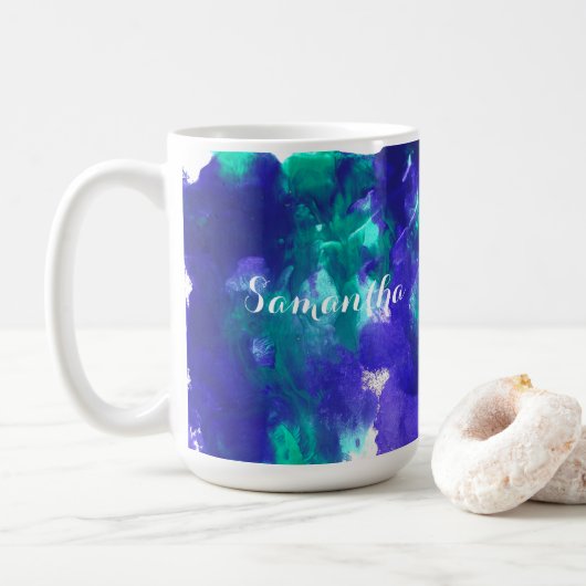 Groene en Paarse kunst Koffiemok (Met donut)