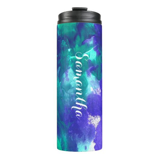 Groene en Paarse kunst Thermosbeker (Voorkant)