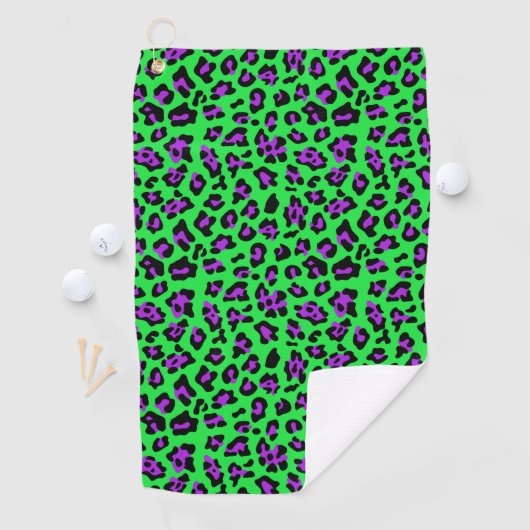 Groene en Paarse Leopard Golf Handdoek (Insitu)