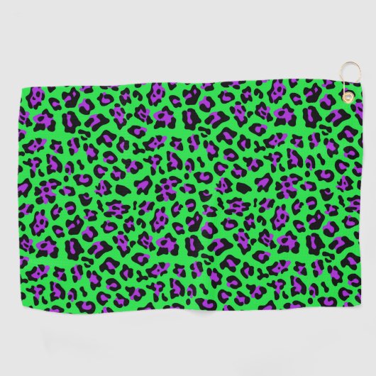 Groene en Paarse Leopard Golf Handdoek (Horizontaal)