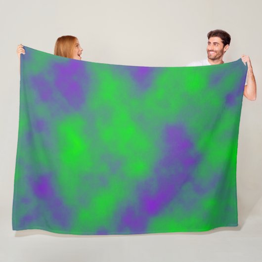 Groene en Paarse Misten Fleece Deken (In situ)