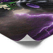 Groene en Paarse Monster Truck Custom Name Poster (Hoek)