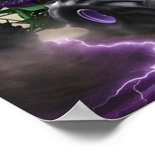 Groene en Paarse Monster Truck Custom Name Poster (Hoek)