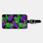 Groene en Paarse palmbladeren Bagagelabel (Voorkant horizontaal)