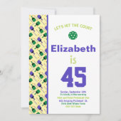 Groene en Paarse pickleball verjaardagsfeestje Kaart (Voorkant)