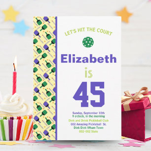 Groene en Paarse pickleball verjaardagsfeestje Kaart