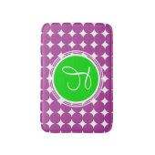Groene en Paarse Polka Dot Monogram Badmat (Voorkant Verticaal)