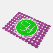 Groene en Paarse Polka Dot Monogram Deurmat (Schuin)