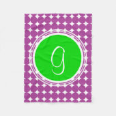 Groene en Paarse Polka Dot Monogram Fleece Deken (Voorkant)