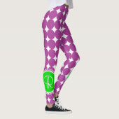 Groene en Paarse Polka Dot Monogram Leggings (Rechts)