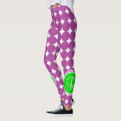 Groene en Paarse Polka Dot Monogram Leggings (Links)